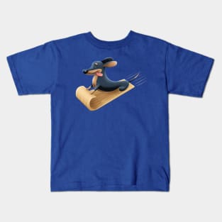 Sledding Dachshund Kids T-Shirt